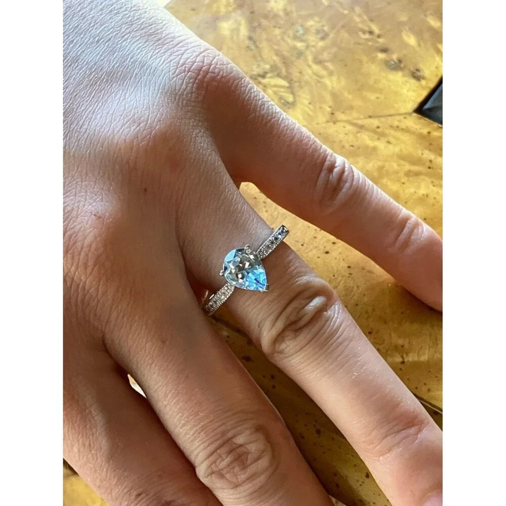 Natural Sky Blue Topaz Ring Size 7.75
